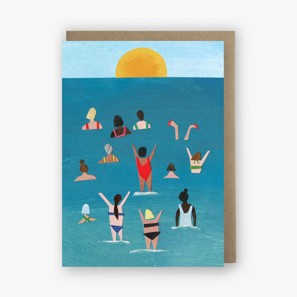Sunrise Swimmers Collage Card - THE BRISTOL ARTISAN