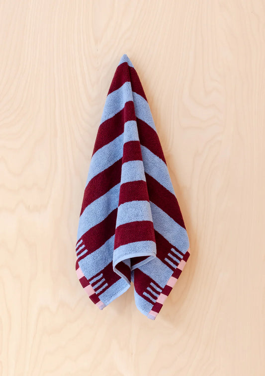 Terry Cotton Towel in Blue Stripe - THE BRISTOL ARTISAN