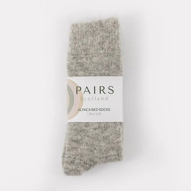 Ultra Soft Alpaca Smooth Bed Socks - Undyed Grey - THE BRISTOL ARTISAN