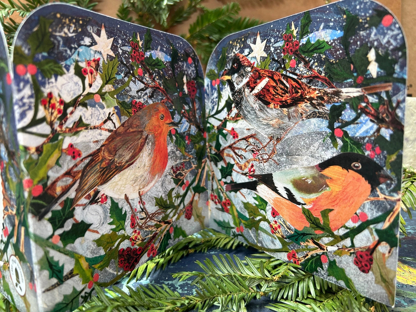 Winter Birds Fold Out Concertina Greeting Card - THE BRISTOL ARTISAN