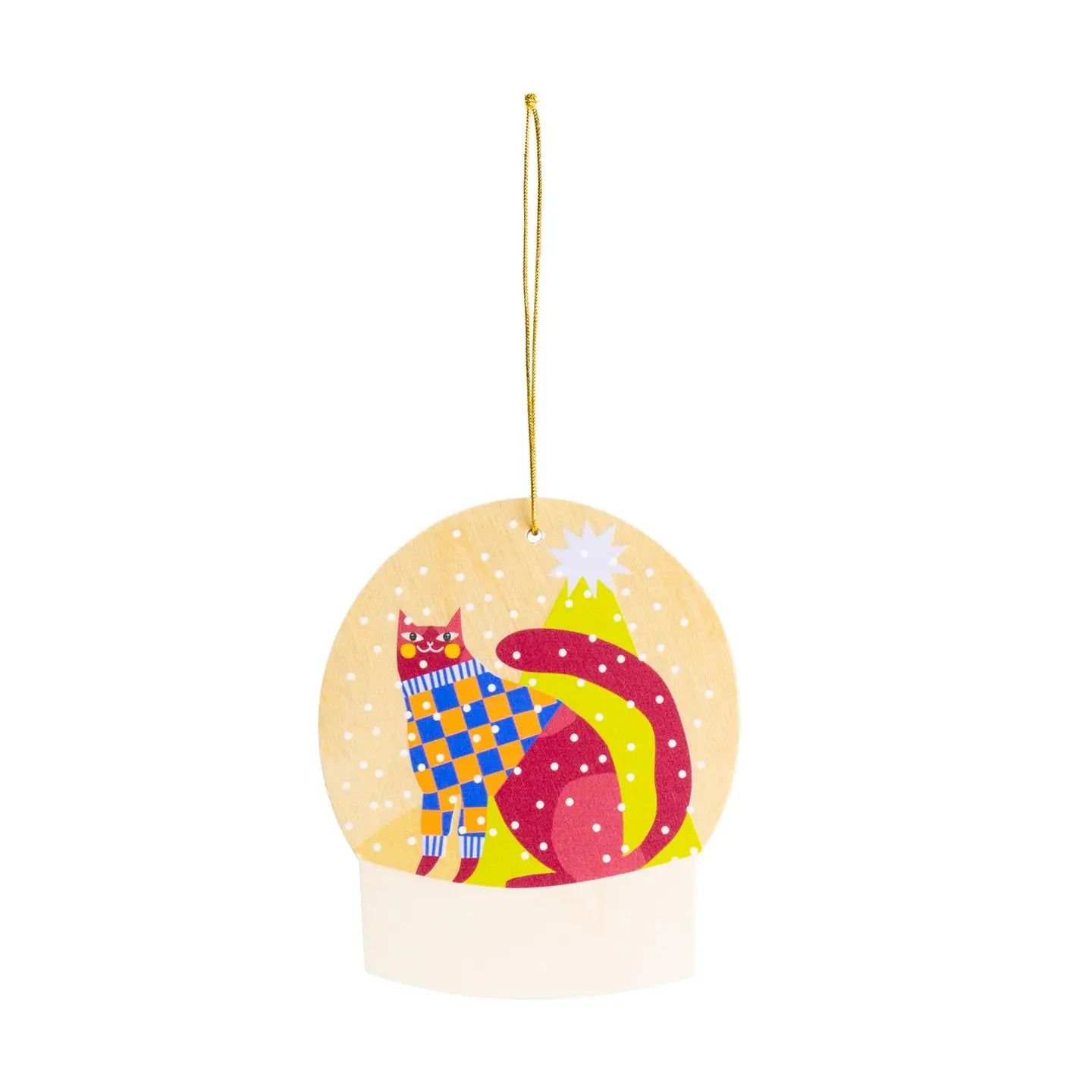Wooden Cat in Snow Christmas tree hanging decoration - THE BRISTOL ARTISAN