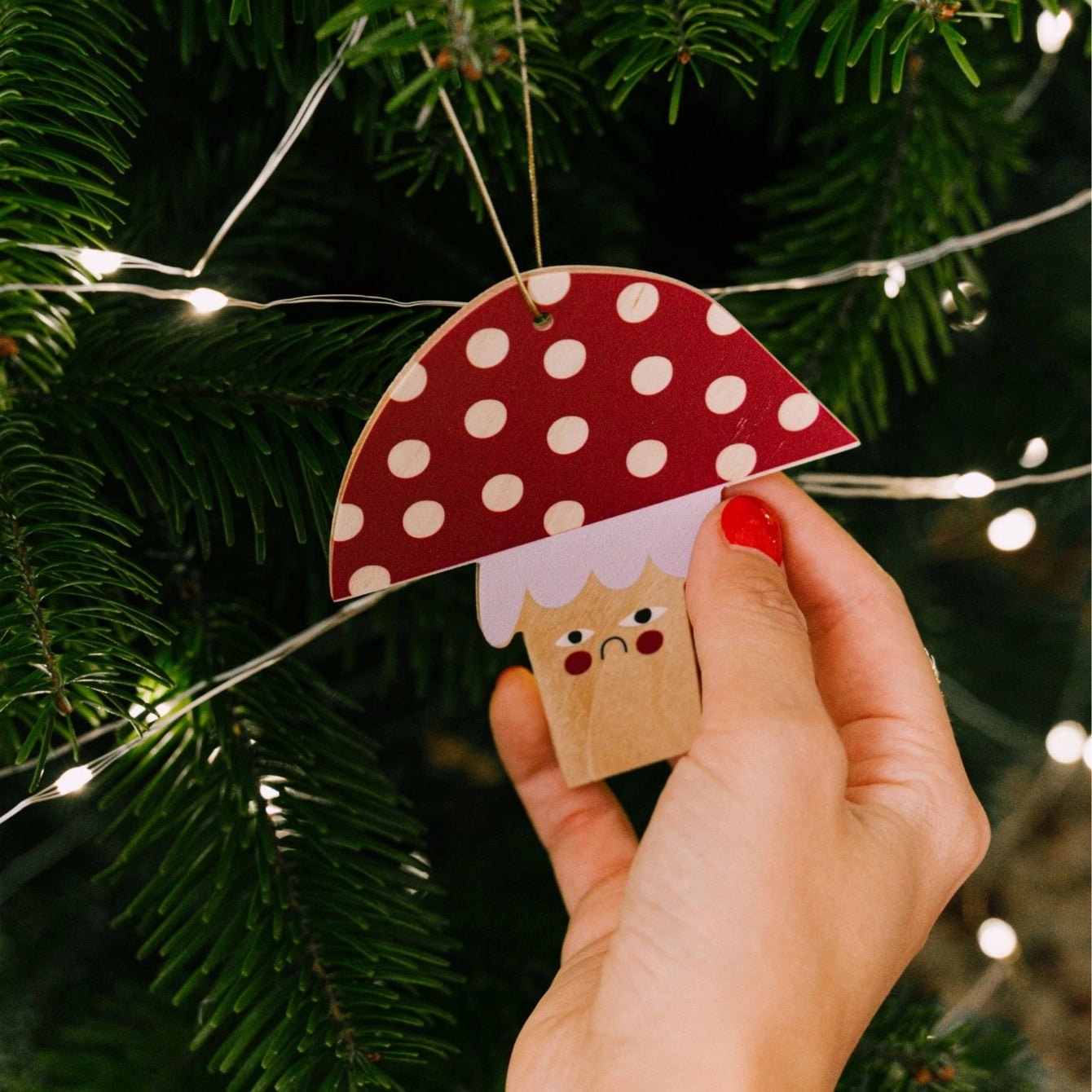Wooden Mushroom Christmas tree hanging decoration - THE BRISTOL ARTISAN