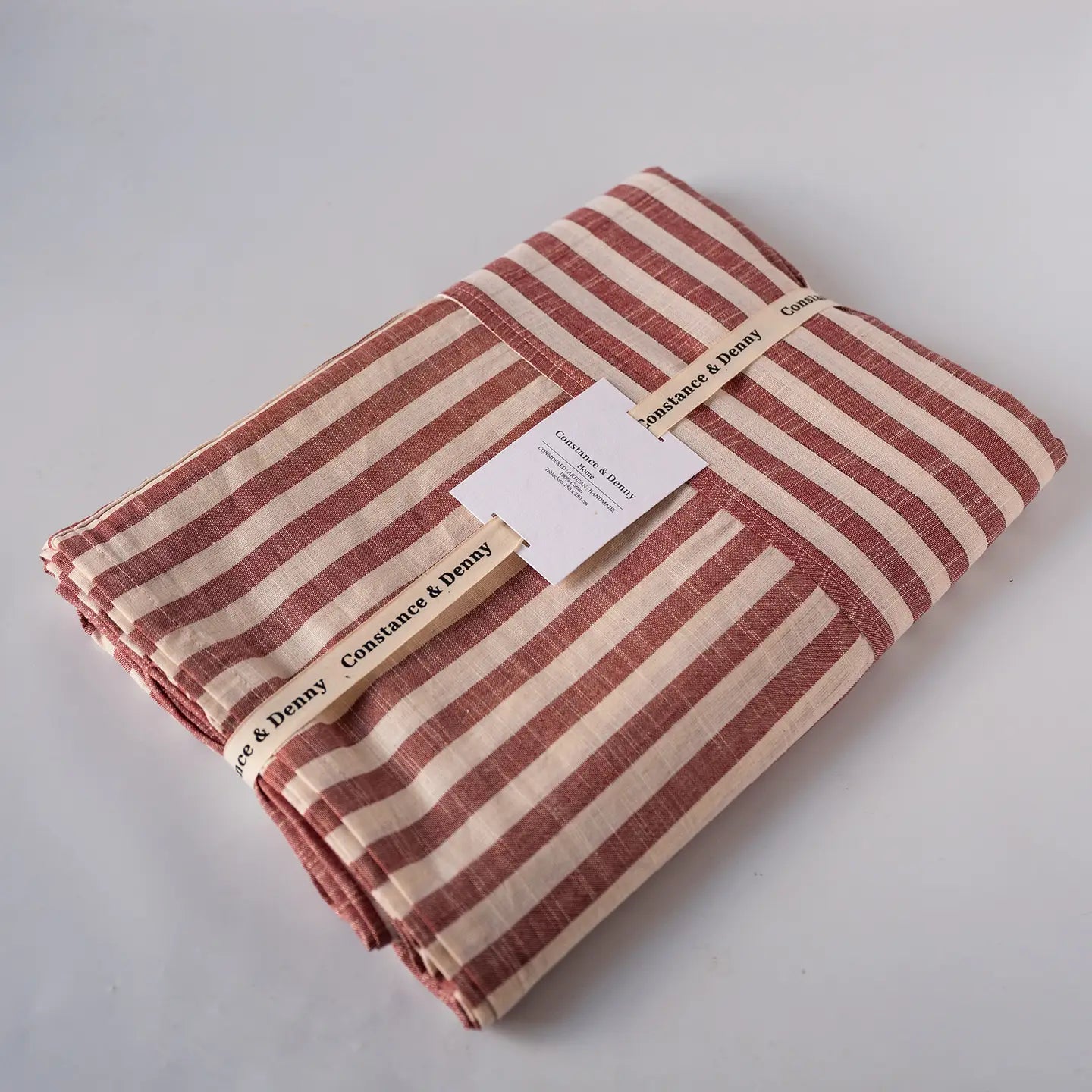 Woven Clay Stripe Tablecloth – 100% Cotton - THE BRISTOL ARTISAN