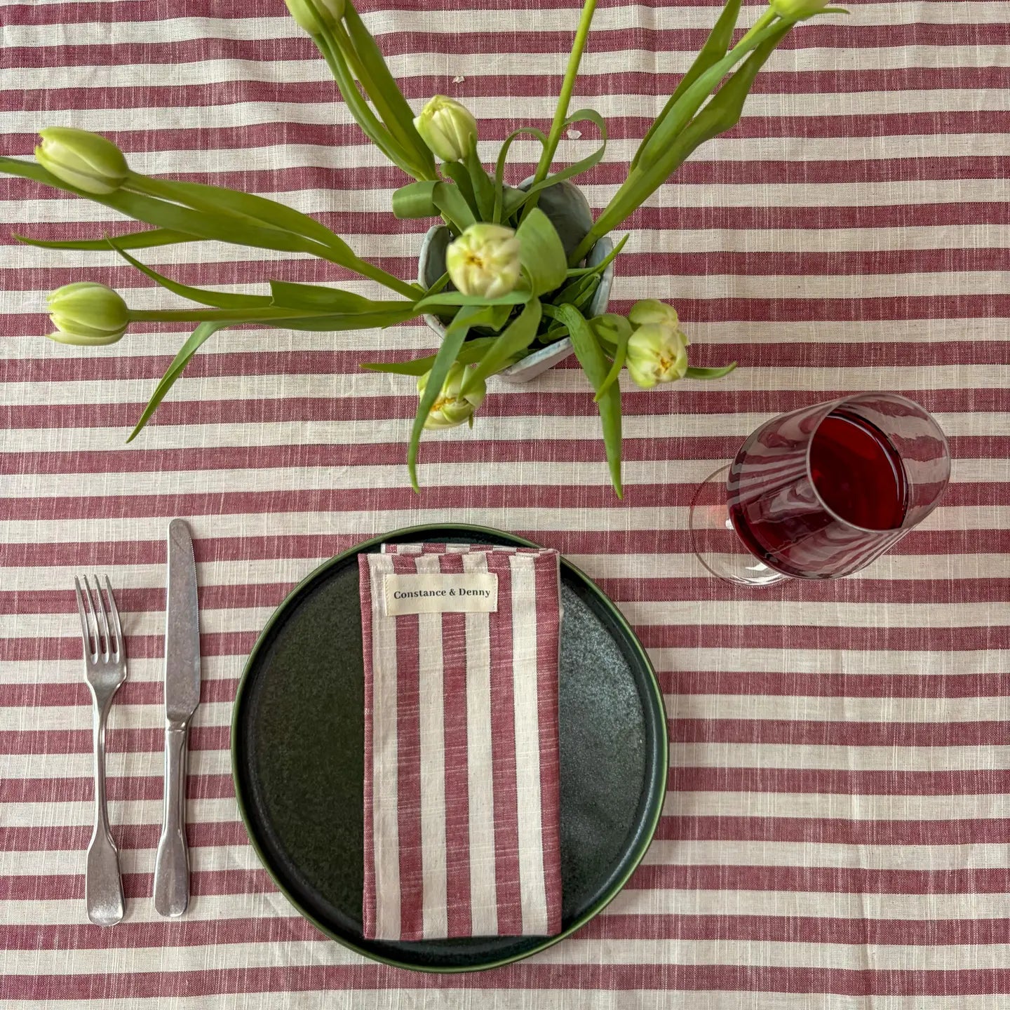 Woven Clay Stripe Tablecloth – 100% Cotton - THE BRISTOL ARTISAN
