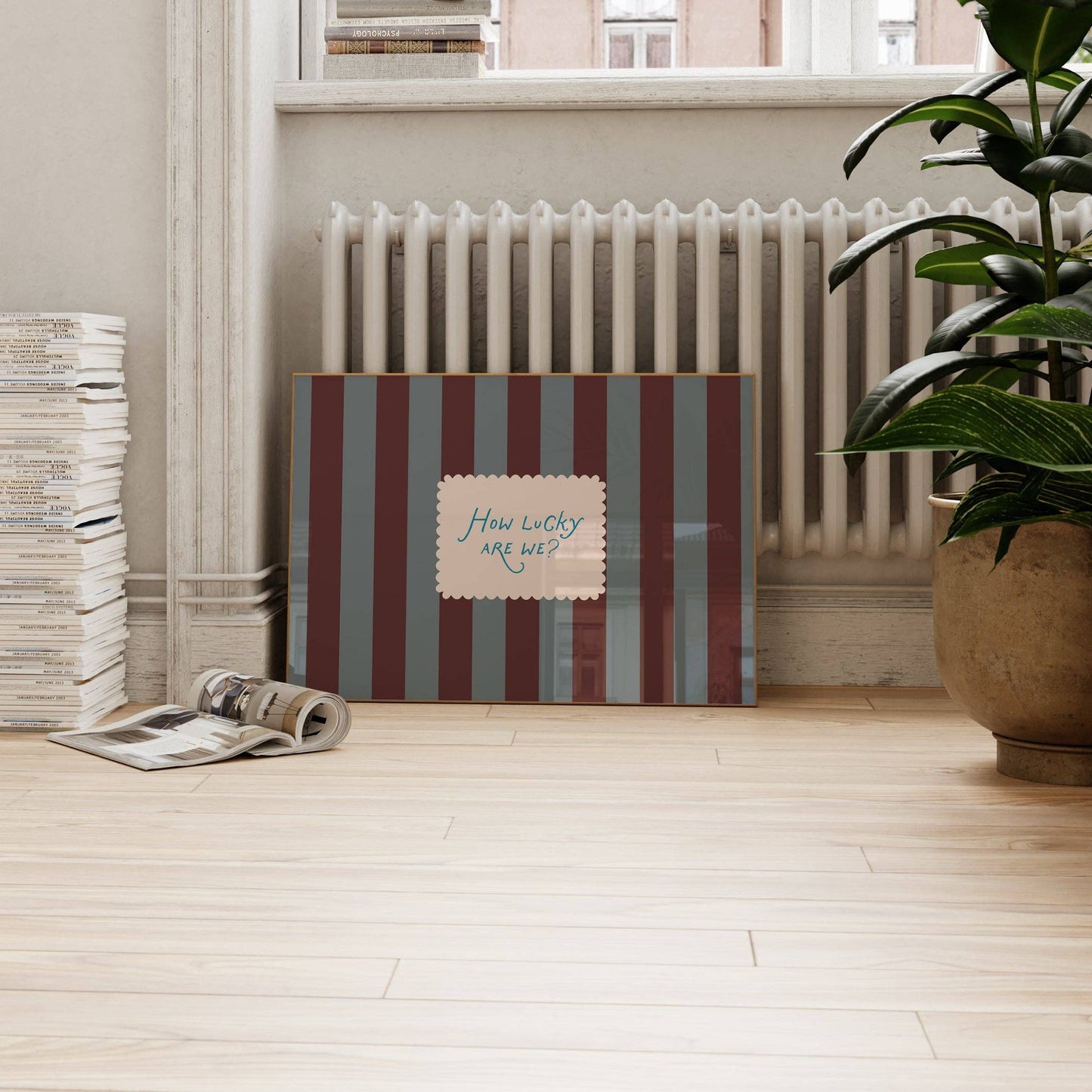How Lucky Are We Striped Print - A3