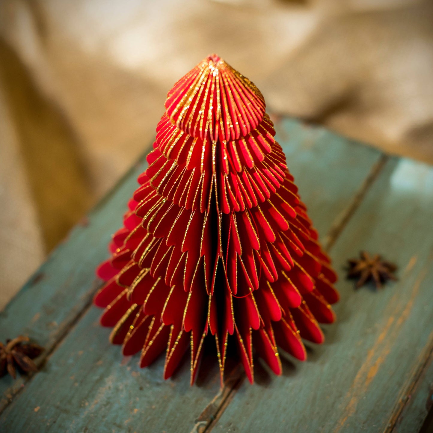 Red Paper Honeycomb Hanging Tree Decoration